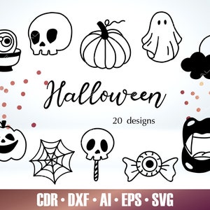 20 Halloween SVG - Skull SVG for Glowforge - Vampire Laser Cut File - Glowforge Svg - Cricut Halloween file