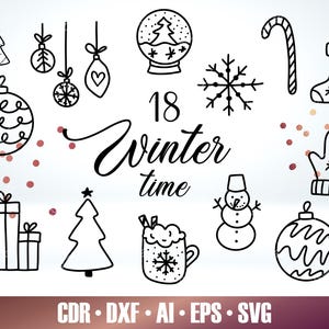 18 クリスマス SVG - Glowforge 用クリスマス SVG - 新年カット ファイル - Glowforge SVG - Cricut クリスマス ファイル