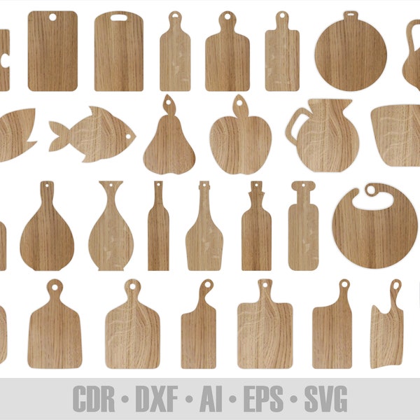 Kitchen Cutting Board Set SVG #2. 31 Laser Cutting Files DXF. cnc Cutting Boards SVG