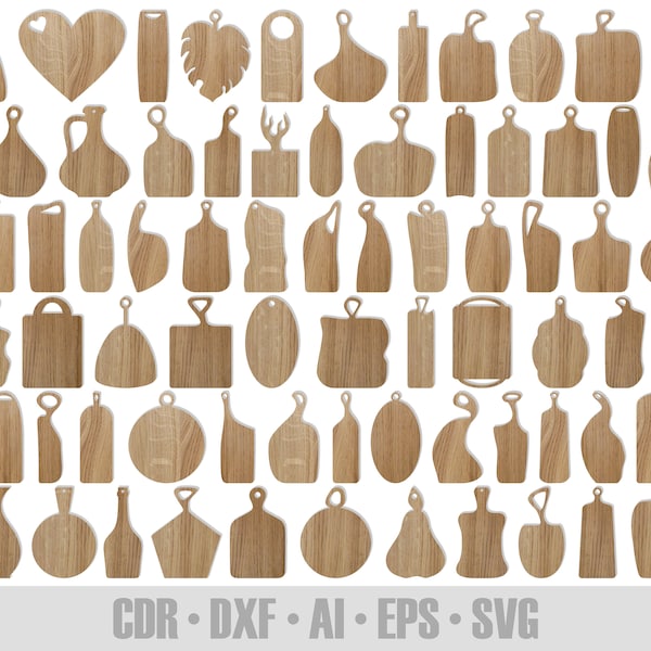 80 Kitchen Cutting Board Big Set SVG #33. Boards for serving dishes, board for bread. Shapes for laser cutting, vector chopping boards SVG