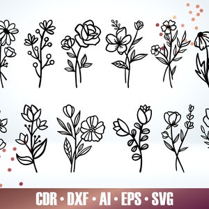 12 Blumen SVG - Floral SVG Bundle für Glowforge - Blumen Laser Cut Datei - Glowforge svg - Floral Svg Laser - Cricut Blumendatei