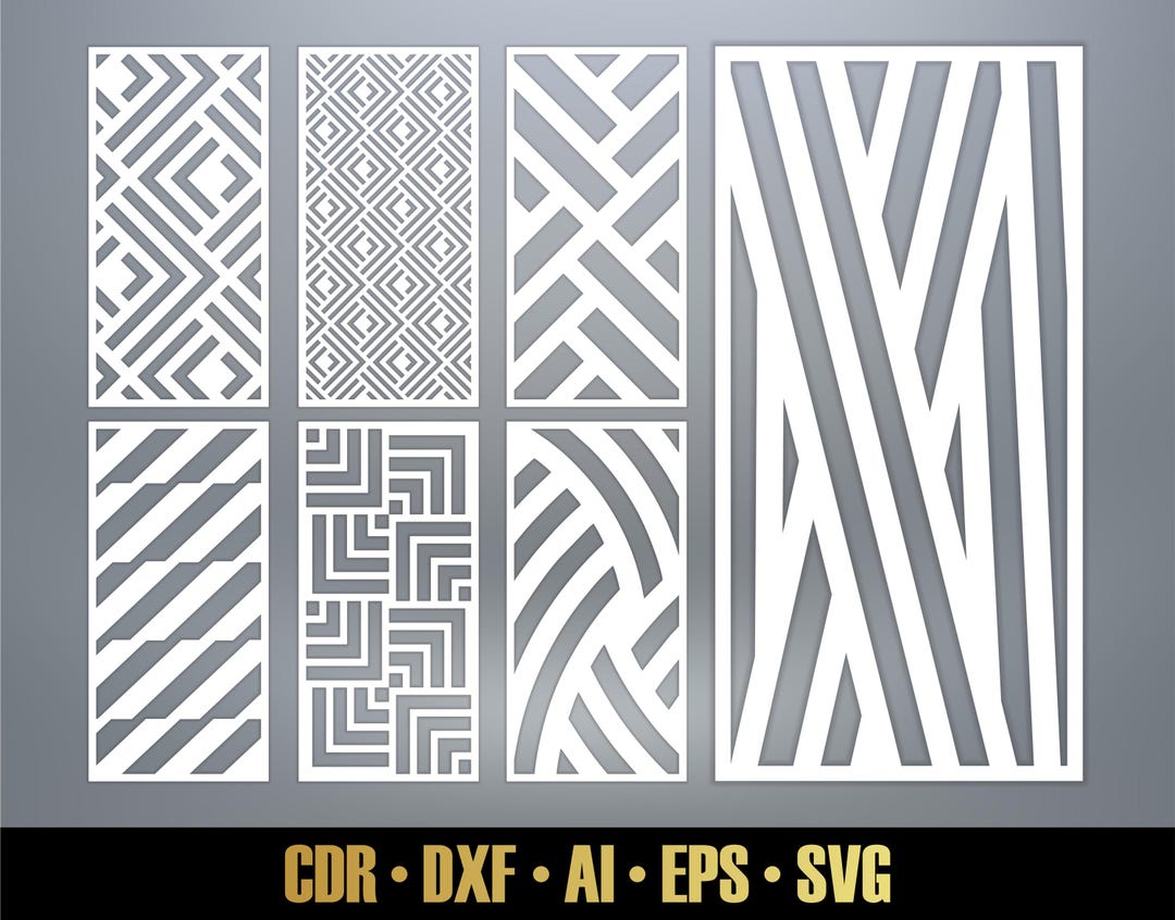 Geometric Patterns Panel Templates SVG Set #83. 7 Vector Files, for ...