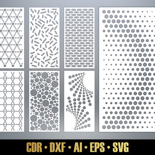 Abstract Patterns Panel Templates SVG Set #42. 7 vector files, for laser cut. Room Divider SVG. Decorative Panel DXF