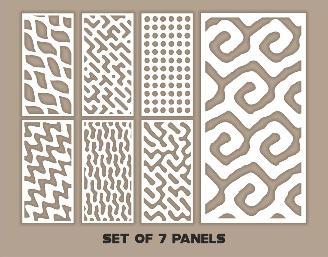 Abstract Patterns Panel Templates SVG Set #71. 7 Vector Files, for ...