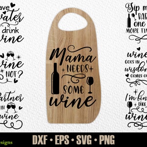 Paquete de 12 divertidos SVG de vino, diseño de tabla de cortar SVG, cita de cocina SVG, divertido SVG de cocina, letrero de cocina SVG, letrero de Glowforge