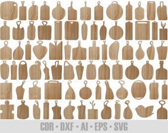 80 Kitchen Cutting Board Big Set SVG #31. Boards for serving dishes, board for bread. Shapes for laser cutting, vector chopping boards SVG