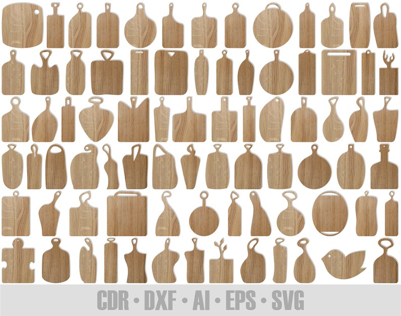 80 Kitchen Cutting Board Big Set SVG 31. Boards for serving dishes, board for bread. Shapes for laser cutting, vector chopping boards SVG image 1