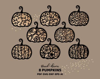 Pumpkins decoration SVG. Pumpkin laser cut files for Glowforge, Cricut and others CNC machines. Multi-layer sign.