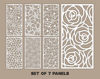 Floral Laser Cutting Panel Files: 7 Vector SVG Designs (Digital Download)