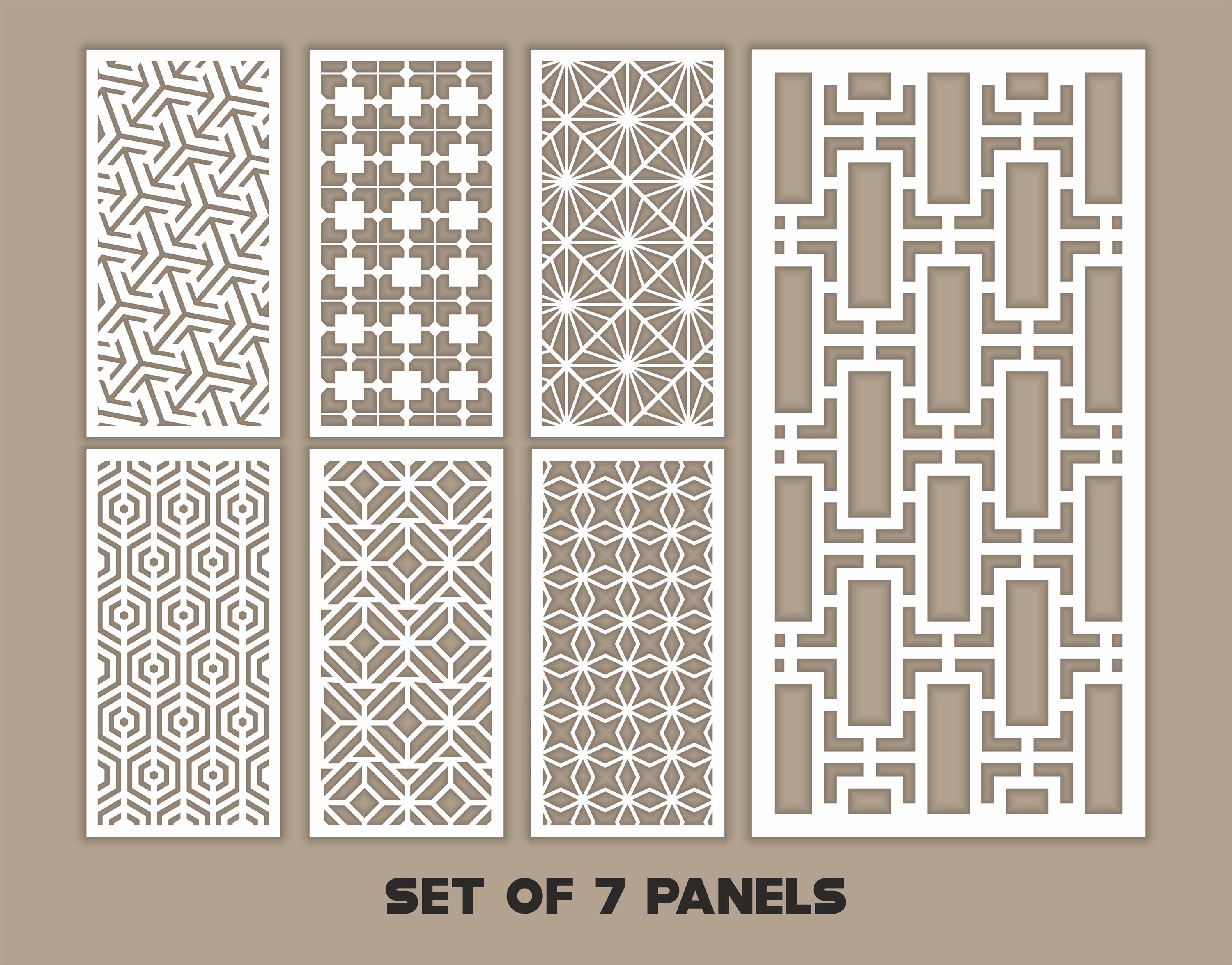 Geometric Patterns Panel Templates SVG Set #17. 7 Vector Files, for ...