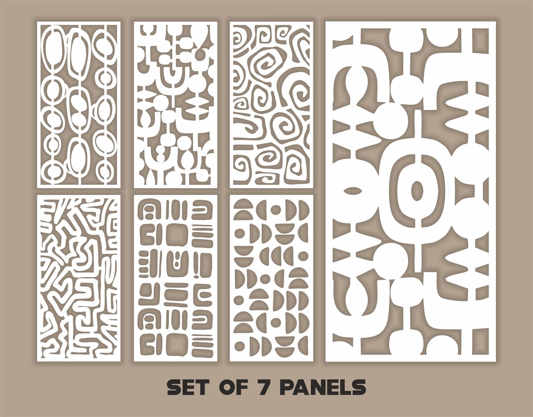 Abstract Patterns Panel Templates SVG Set #60. 7 Vector Files, for ...