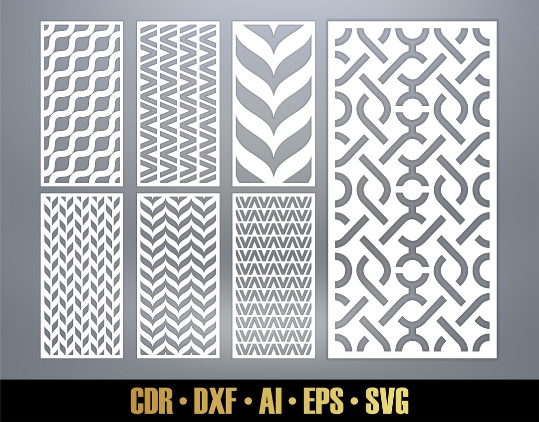 Geometric Patterns Panel Templates SVG Set #64. 7 Vector Files, for ...