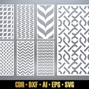 Geometric Patterns Panel Templates SVG Set #64. 7 vector files, for laser cut. Room Divider SVG. Decorative Panel DXF
