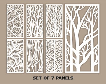 Nature Panel Templates SVG Set: Tree Room Dividers, Laser Cutting DXF Files (Digital Download)