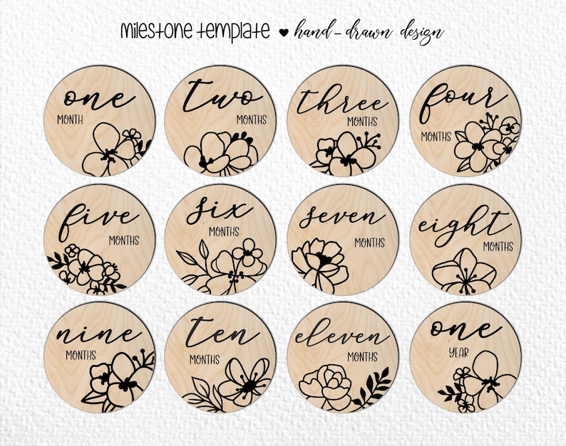 Floral Baby Milestone SVG, Monthly Photo Markers (digital Cut File ...