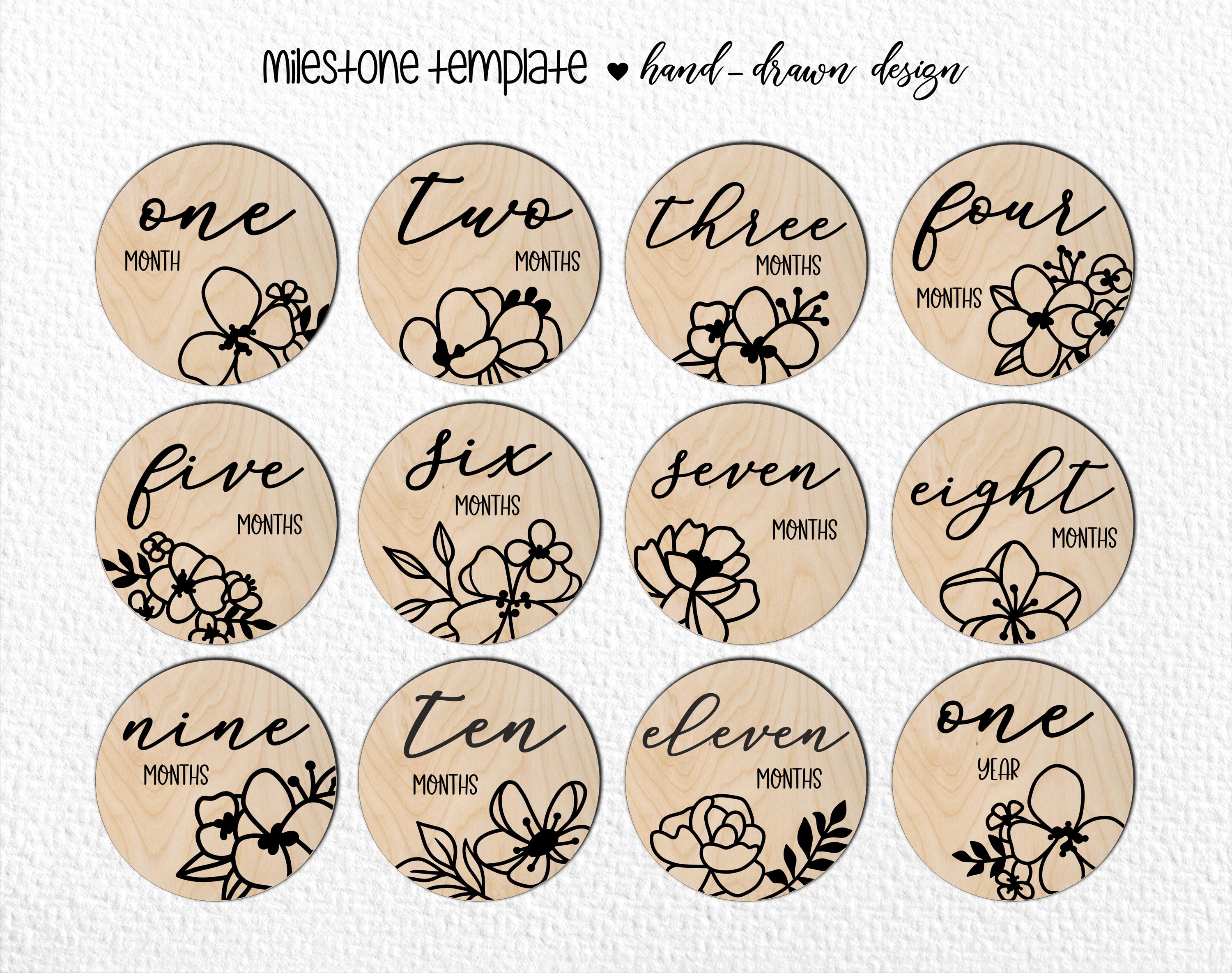 Floral Baby Milestone SVG, Monthly Photo Markers (digital Cut File ...
