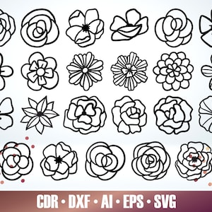 23 bloemen SVG - bloemen SVG - bloemen SVG-bundel voor Glowforge - bloemen gesneden bestand - Glowforge Svg - Floral Svg Laser - Cricut bloemenbestand