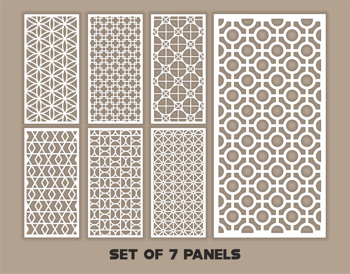 Geometric Patterns Panel Templates SVG Set #57. 7 Vector Files, for ...