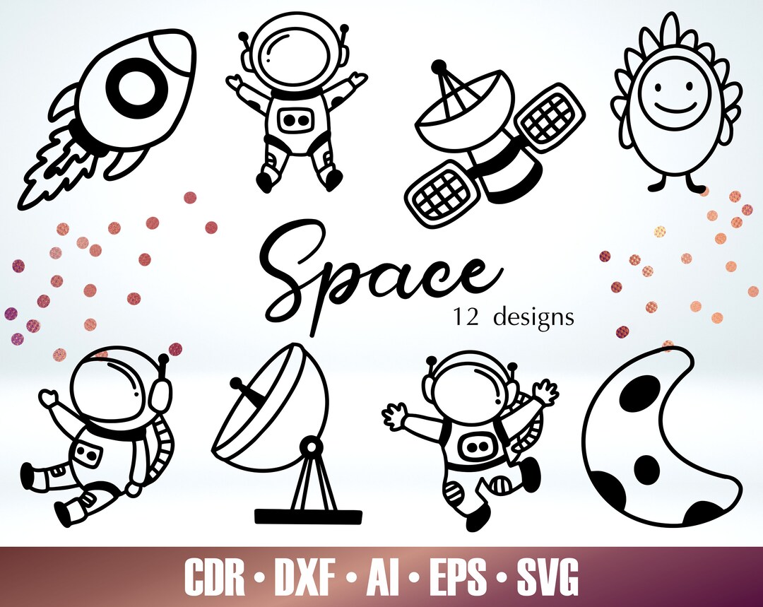12 Space Outline SVG - Space SVG Bundle for Glowforge - UFO Laser Cut ...