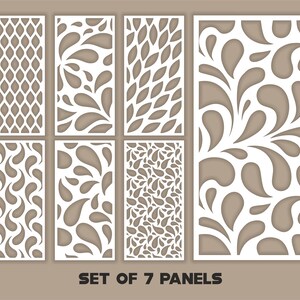Abstract Laser Cut Panel Templates, Room Divider SVG DXF Files (Set of 7)