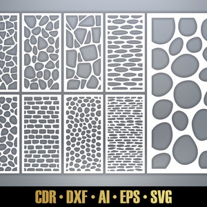 Stone Panel Templates SVG. 9 Glowforge Vector files. Modern Room Divider SVG. Cnc Decorative Panels DXF