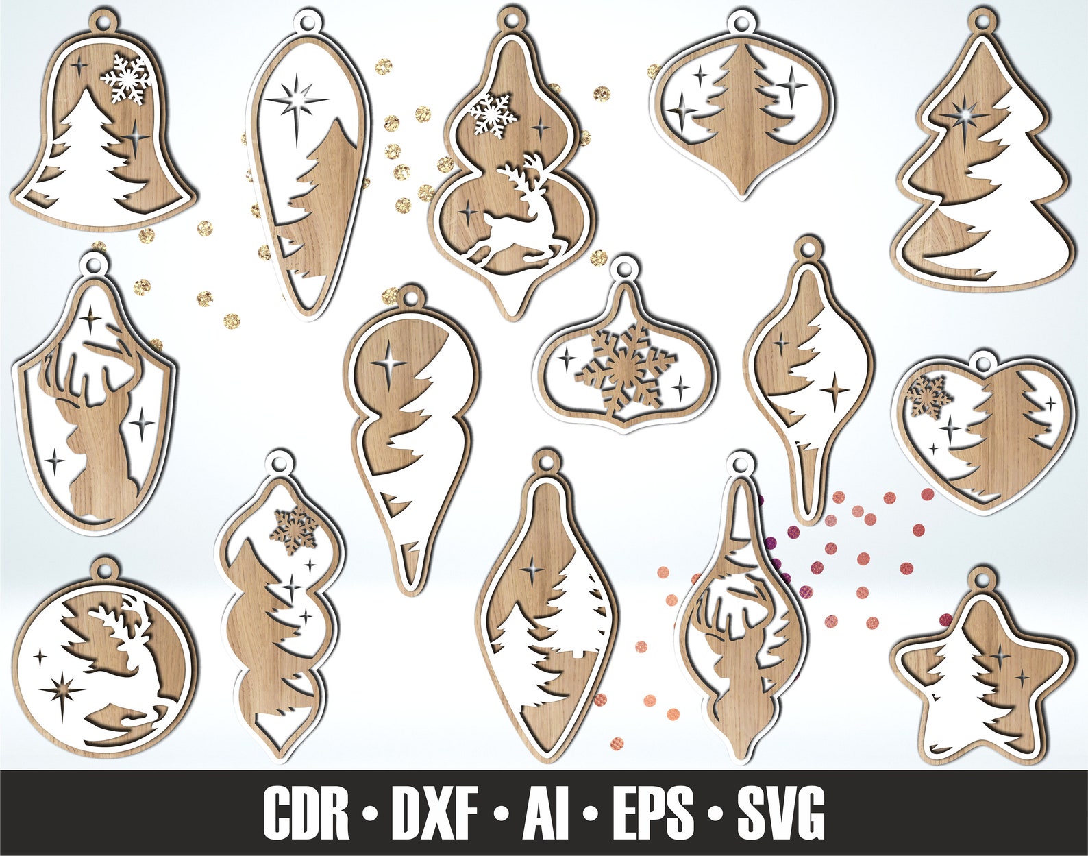 15 Christmas Decorations SVG. Laser Cut Christmas Tree - Etsy