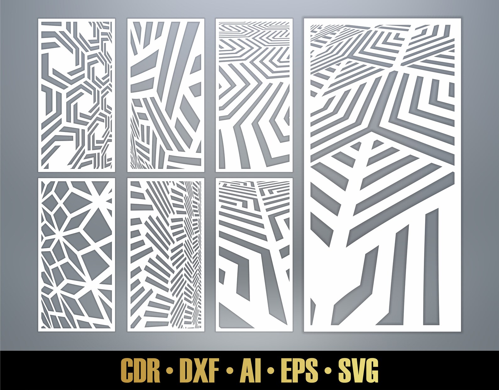 Distorted Cut Design Several Distorted Patterns SVG. Panel Templates. 7 Vector Files, for ...