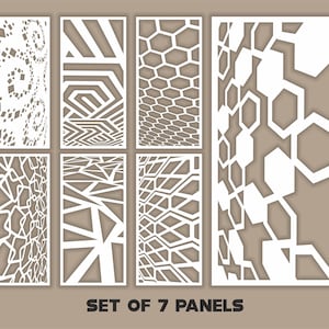 Distorted Patterns SVG DXF Set, Modern Futuristic Room Divider Panels (7 Files)
