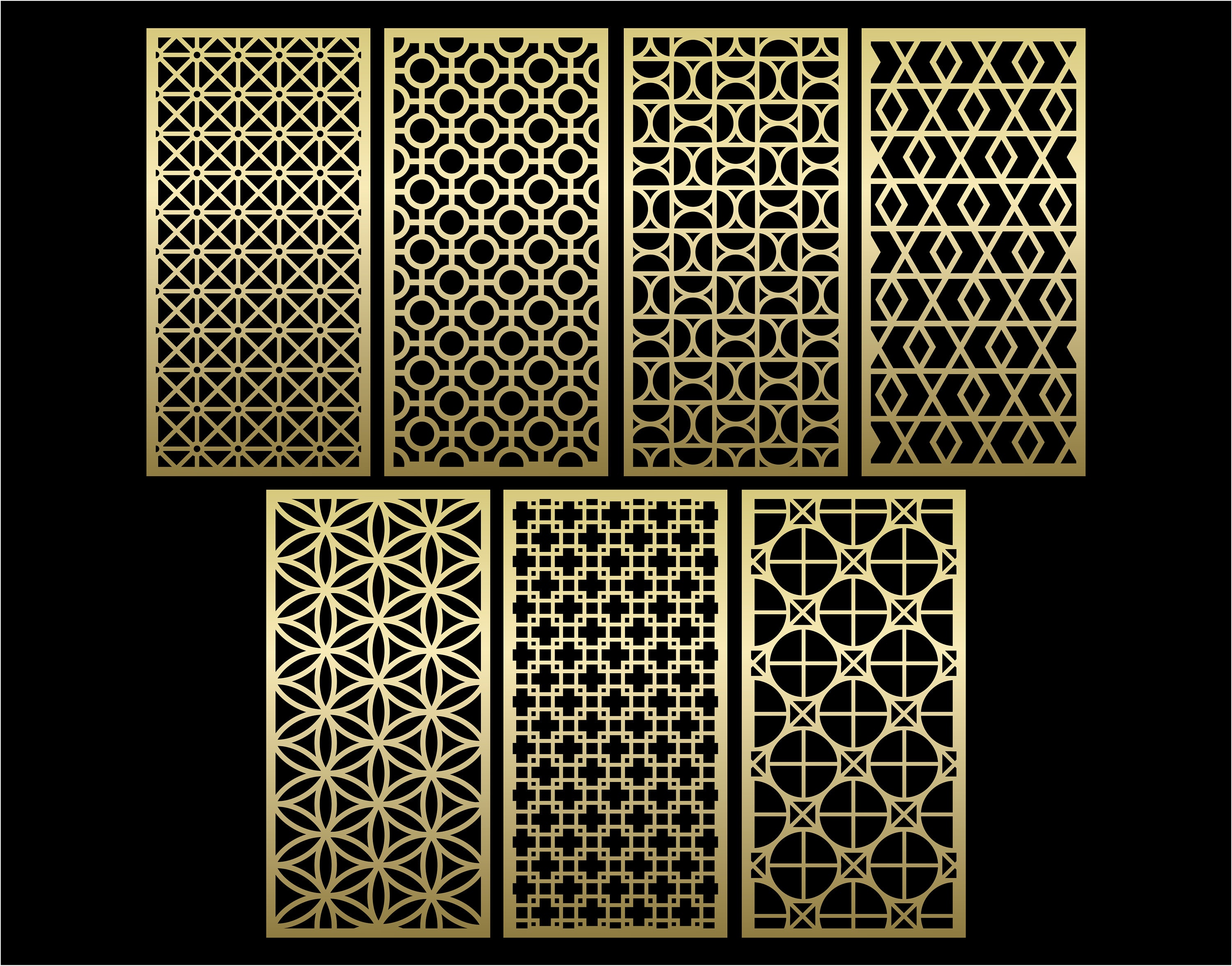 Geometric Patterns Panel Templates SVG Set #57. 7 Vector Files, for ...