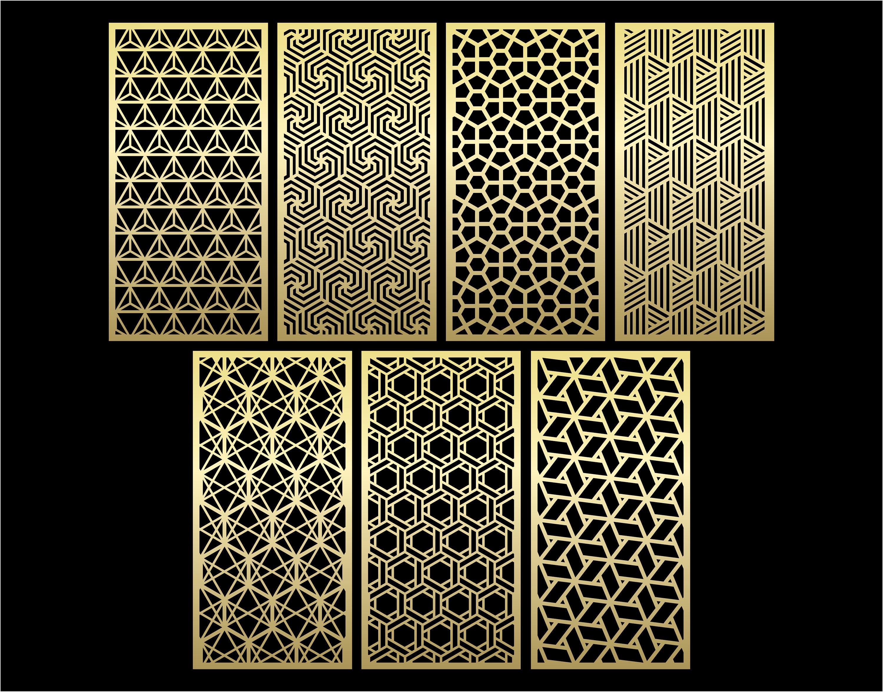 Geometric Patterns Panel Templates SVG Set #46. 7 Vector Files, for ...