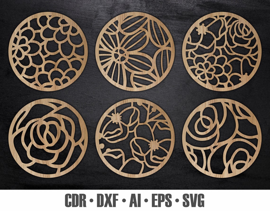 15 Wood Metal Coaster Grill Wall Decor Templates Vector Etsy