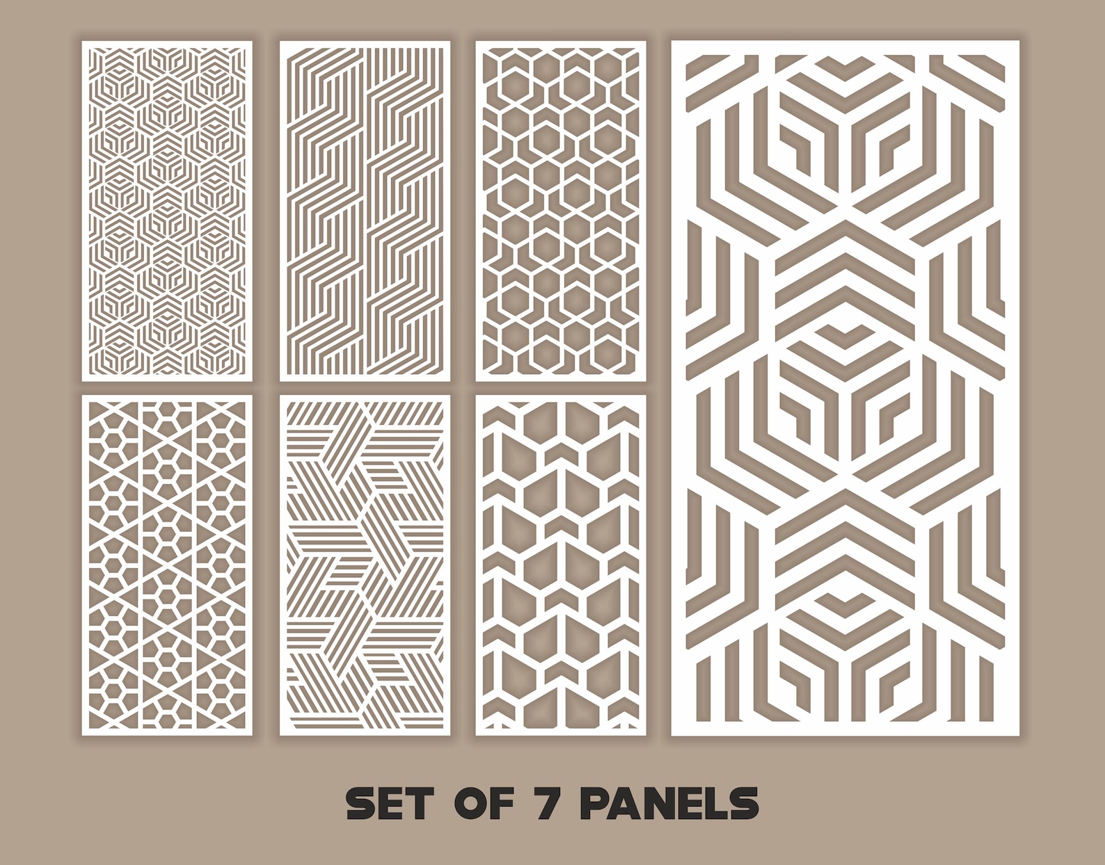 Geometric Patterns Panel Templates SVG Set #44. 7 Vector Files, for ...