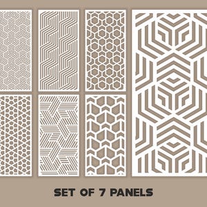 Geometric Patterns Panel Templates SVG Set #44. 7 vector files, for laser cut. Room Divider SVG. Decorative Panel DXF