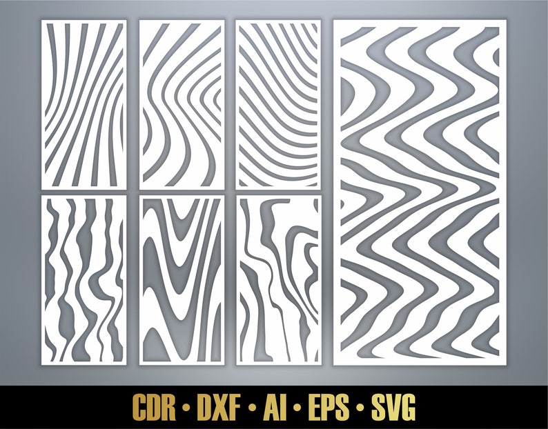 Distorted Waves and Abstracts SVG. Cnc Panel Templates. Wood - Etsy