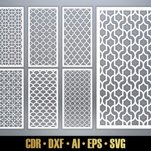 Arabische deelvenstersjablonen SVG. Marokkaanse stijl Arabische scheidingswand SVG 7. Vector lasersnijden en cnc-bestanden. Decoratief paneel DXF