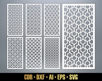 Plantillas de panel árabe SVG. Separador de ambientes árabe estilo marroquí SVG 7. Corte por láser vectorial y archivos cnc. Panel decorativo DXF