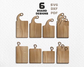 6 Cutting Board Designs SVG, Laser Cut Files, Vector Boards (Digital Download)