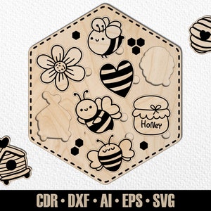 Baby Biene Puzzle für Kleinkind SVG. Baby Laser geschnittenes Entwicklungsspiel. Kleinkind Lernspielzeug. Monessori Spiel. Glühschmiede Montessori.