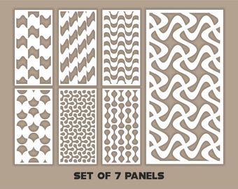 Abstract Laser Cut Panel Templates, Room Divider SVG, Decorative Patterns (Set of 7)