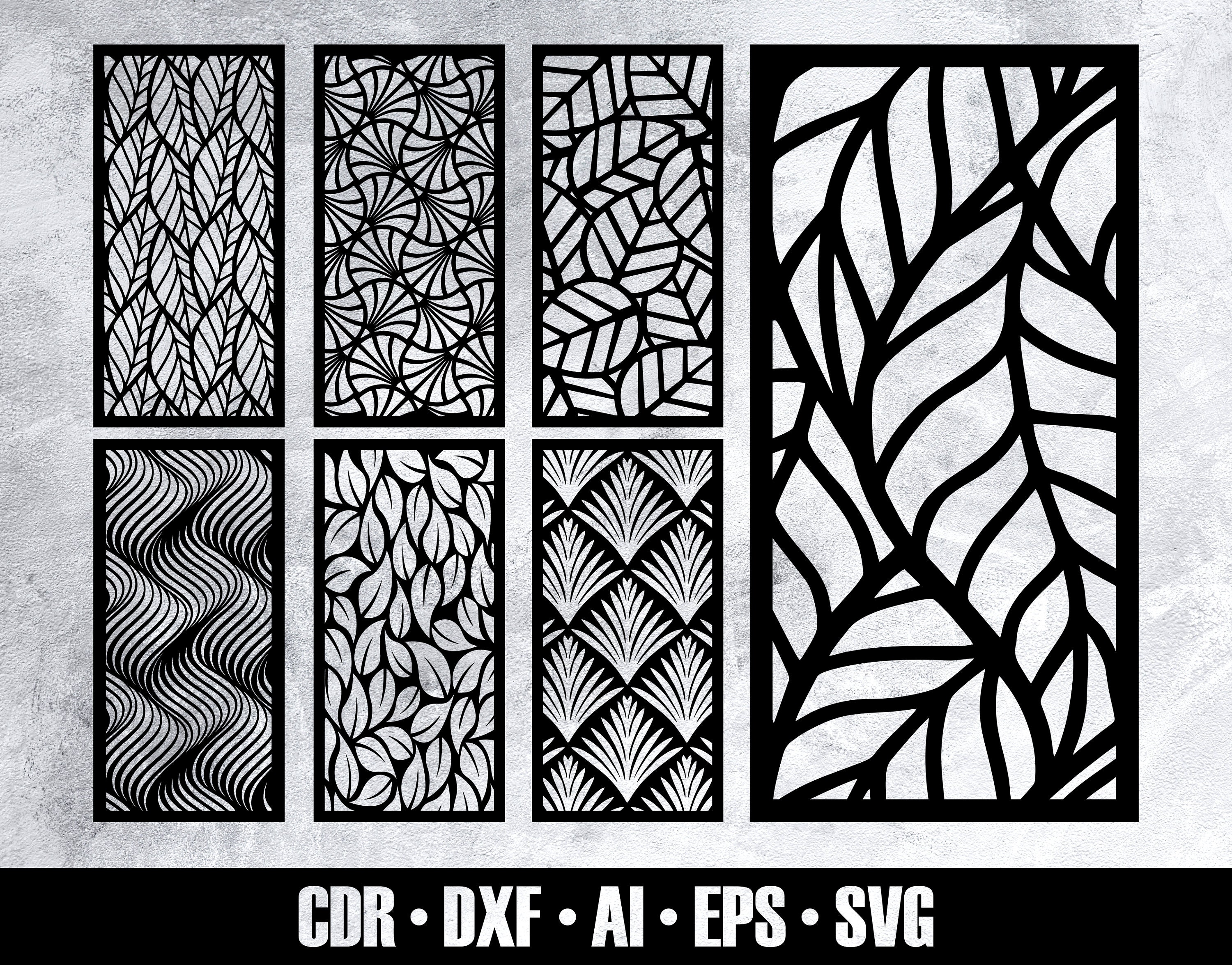 Floral Patterns Panel Templates SVG Set 19. 7 Vector Laser | Etsy Canada