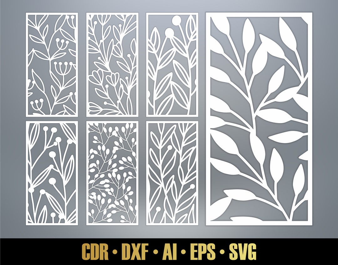 Floral Patterns Panel Templates SVG Set #33. 7 Vector Laser Cutting ...