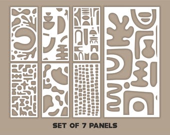 Abstract Panel Templates SVG Set, Room Divider, Decorative Laser Cut Files (7 Designs)