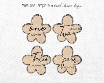 Hand Drawn Monthly Floral Milestones SVG Set (Digital Cut File)