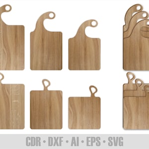 Kitchen Cutting Boards Set SVG #7. Boards for serving dishes, Board for bread. Laser cutting, vector file, cnc file
