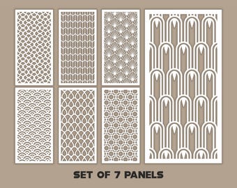 Modern Art Deco Patterns Panel Templates SVG Set #21. 7 vector laser cutting files. Art Deco Room Divider SVG. Decorative Panel DXF
