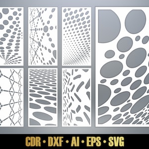 Several Distorted Patterns SVG #53. Panel Templates. 7 vector files, for laser cut. Modern Futuristic Room Divider SVG. Decorative Panel DXF