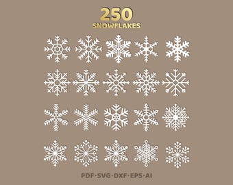 250 Snowflake Bundle, Laser Cut Files for Cricut, Silhouette (svg, ai, dxf, pdf, eps)