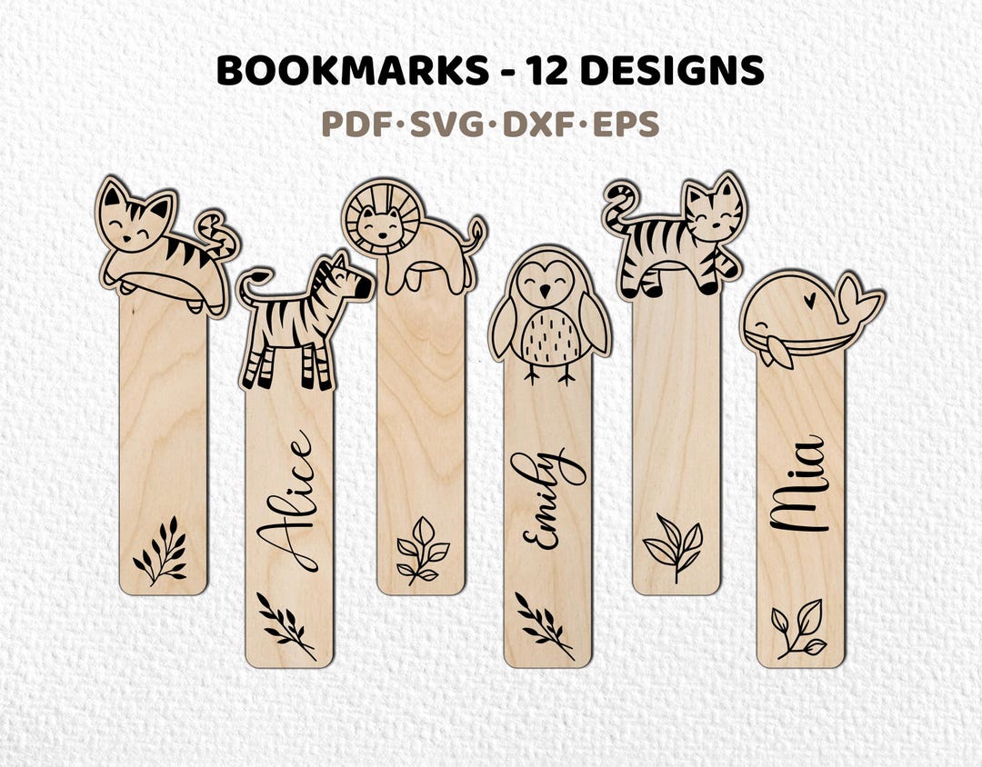 12 Cute Animal Bookmarks SVG Bundle | Personalized Laser Cut Bookmarks ...