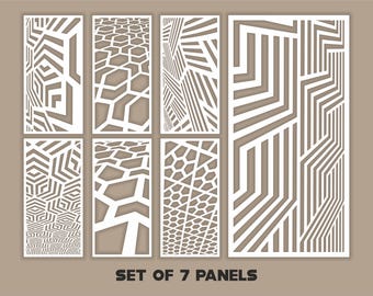 Distorted Patterns SVG Set, Modern Futuristic Room Divider Panels (7 Files)