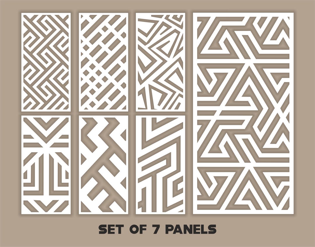 Geometric Patterns Panel Templates SVG Set #72. 7 Vector Files, for ...